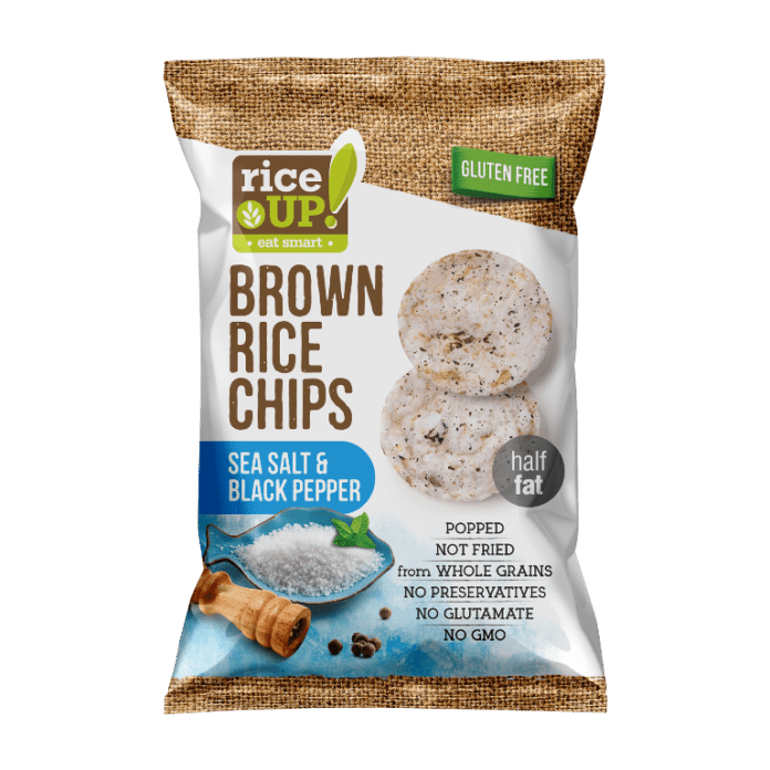RICE UP! Rice Chips Sea Salt & Black Pepper 60g FLEXO MOCK UP