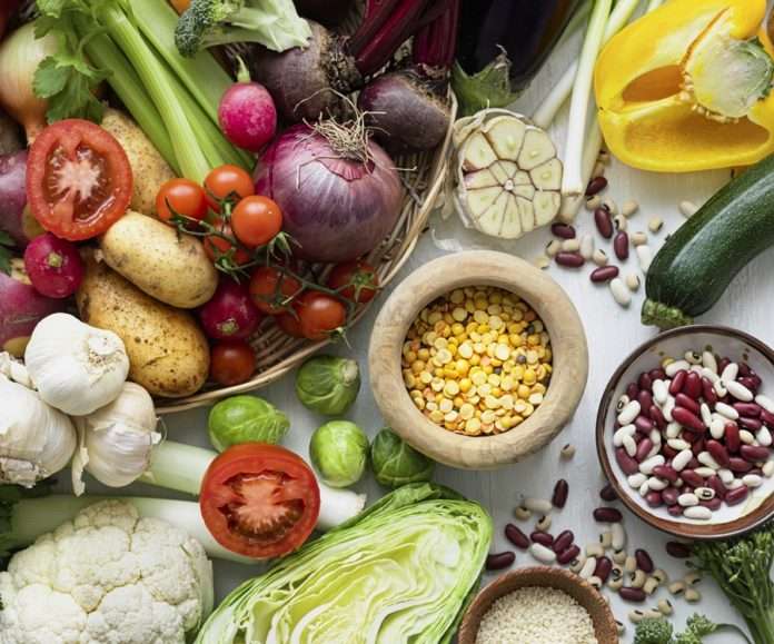 Fresh vegetables flat lay healthy lifestyle
